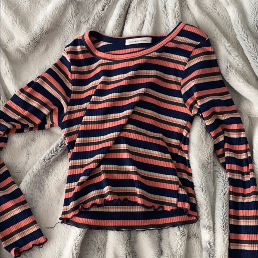 Striped Long sleeve crop top